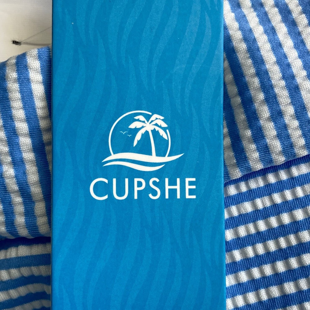 Cupshe  Blue & White Striped Bikini - Picture 2 of 5
